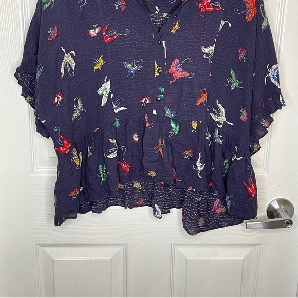 Maeve by Anthropologie Mallory Ruffled Butterfly Peplum Blouse Oversized XS - Picture 5 of 13